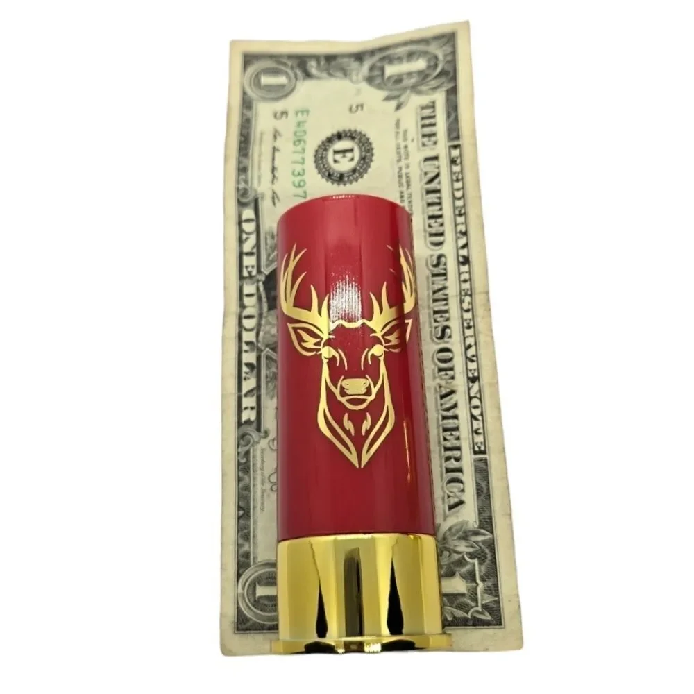 Gift Box Set 12 Gauge Shotgun Shell Red Shot Glasses Gold Deer Novelty Barware